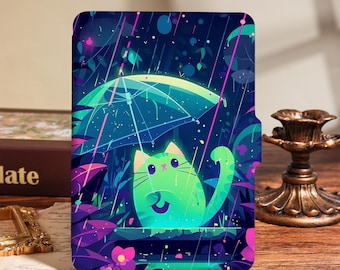 Cute Cat Kindle Case, Rainy Night Theme Case for New Kindle Paperwhite 12th, Kindle 10th/11th/12th, PaperWhite 10th/11th, Gift for Art Lover