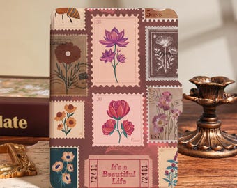 Vintage Floral Stamp Collage Kindle Case,Fits Kindle Paperwhite 12th(6"),Kindle Paperwhite 11th/10th,Kindle 12th/2024,Gift for Plant Lover
