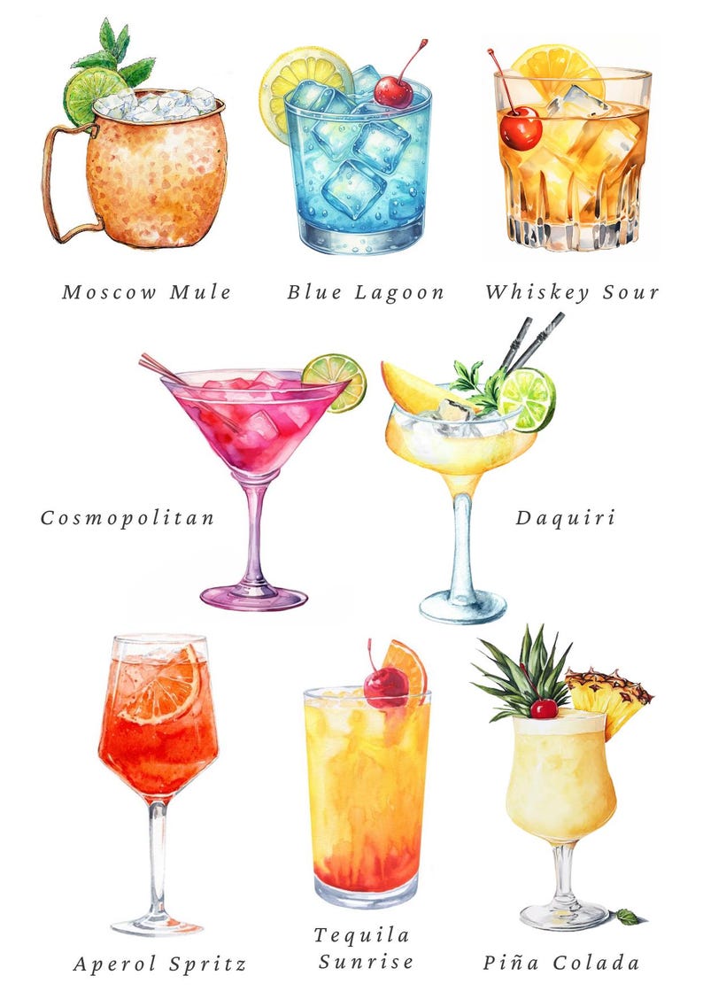 Different Coladas Cocktail Icons Set - Etsy