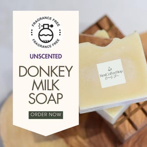 Single Unscented Soap Bar for Body & Face-Made with Donkey Milk, Natural and Organic Ingredients-For All Skin Types-Jabon Sin Perfume