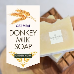 Single Oat Meal Donkey Milk Soap Bar – Natural Face & Body Cleanser – Handmade in USA
