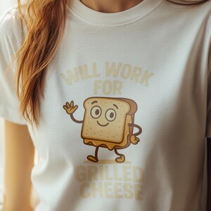 Camiseta de queso a la plancha, divertida camiseta de sándwich, divertida camiseta de comida, camiseta de queso, camiseta de tostada de dibujos animados, diseño de comida divertida