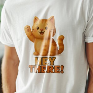 Camiseta de gato, camiseta "Hola", camiseta de gato lindo, camiseta de gato de dibujos animados, camiseta divertida de gato, camiseta linda, regalo para amantes de los animales, gato
