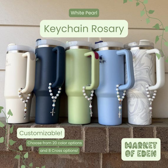 Pearl Keychain Rosary: Stanley Accessory, Christian Gift
