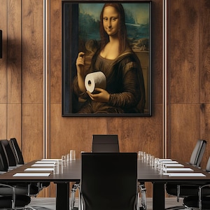 Funny Mona Lisa Toilet Paper Art – Hilarious Bathroom Wall Decor, Gag Gift, Leonardo da Vinci Parody Print