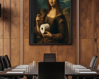 Funny Mona Lisa Toilet Paper Art – Hilarious Bathroom Wall Decor, Gag Gift, Leonardo da Vinci Parody Print