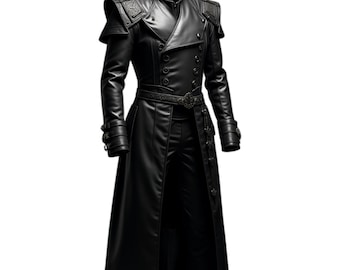 ブラックフード付きレザーコート - Etsy 日本