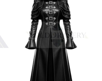 Genuine Leather Vampire Coat | Gothic Long Trench Jacket