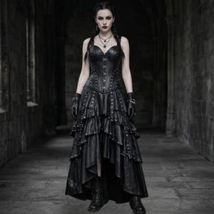 knee length dresses for ladies Gothic Leather Dress main image 0