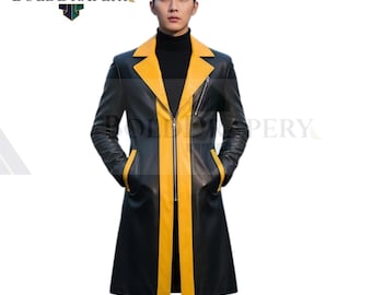 Handmade Genuine Leather Long Trench Coat: Stylish Men's Winter Outfit