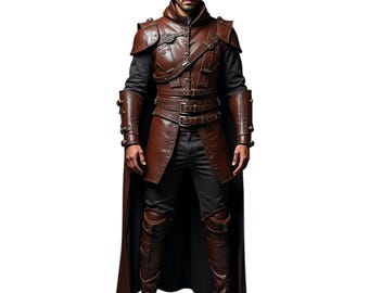 Conjunto de armadura de cuero medieval hecho a mano: disfraz de cosplay listo para la batalla