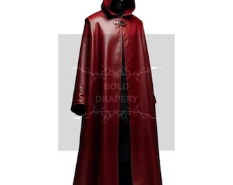 Roter Lederumhang mit Kapuze: Gothic Cosplay Kostüm