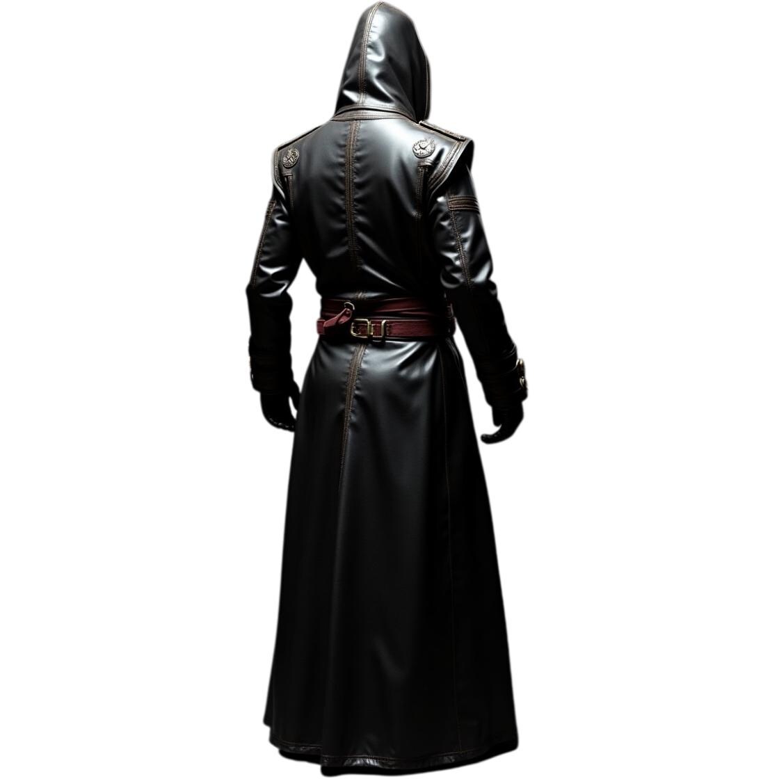 ブラックフード付きレザーコート - Etsy 日本