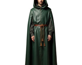 Garfinckel's Green ロングマント ドルイド・リリー・ケープレット：緑のフード付きコットン