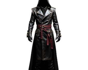 Black Hooded Leather Coat