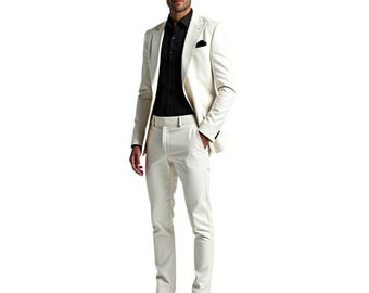 White Leather Suit: Modern Slim Fit Blazer & Pants