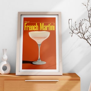 Póster de cóctel Martini francés de los años 60 - Impresión artística vintage - Ideal para decorar bares (versión física)
