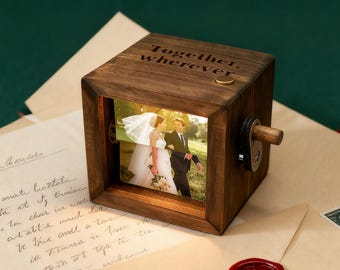 Scatola animata con foto flipbook personalizzata, fotolibro in legno personalizzato con luce, scatola fotografica con manovella personalizzata, regali creativi per l'anniversario.