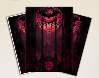 Mtg Card Sleeves,Dark Gothic Stained Glass Bat Illustration Tcg Card Sleeves,Mtg Accessories,Matte/Foil game sleeve,Top Quality Magic Sleeve