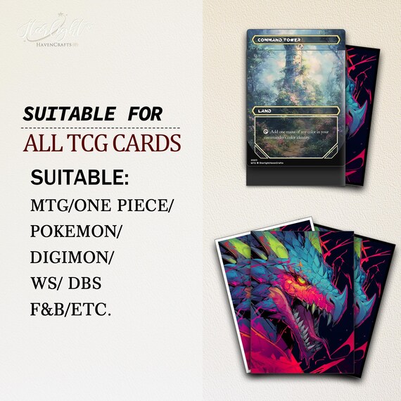 graphic card sleeves Mtg Card Sleeves,Cyber Colorful Dragon Card Sleeves,Top Quality Magic Card  Sleeves,Mtg Accessories,MTG gamer gift,Tcg Card Sleeves
