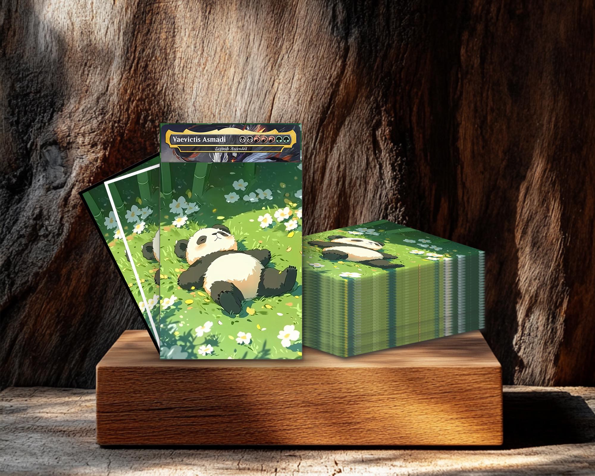 panda card sleeves Watercolor Wishing Bottle Binder 4 Pocket, Trading Card Holder Fits 400 Game Cards with 50 Removable Sleeves, MTG Card Case Standard Size : Toys & Games *10% more sleeves than the other guys Mtg Card Sleeves,Cute Baby Panda