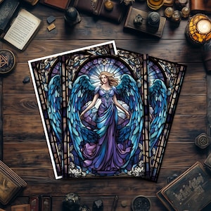 Mtg Kartenhüllen, Buntglas Engel Kartenhüllen, hochwertige und detaillierte magische Hüllen, TKG Kartenhülle, Geschenke für Gamer