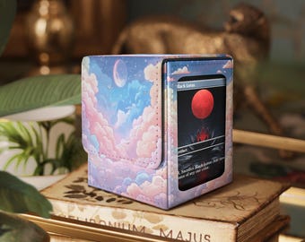 Bunte Wolken MTG Karten Deck Box - Premium Kunstleder, Magnetverschluss, Deck Box für Trading Card Games, TKG, EDH, anpassbare Muster
