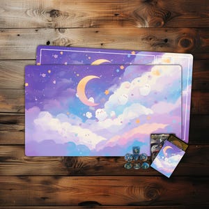MTG Playmat, Kawaii niedliche Geister TKG Playmat, Zubehör für Sammelkartenspiele, Table Top Gaming, PC-Spielzubehör, Geschenke für Gamer