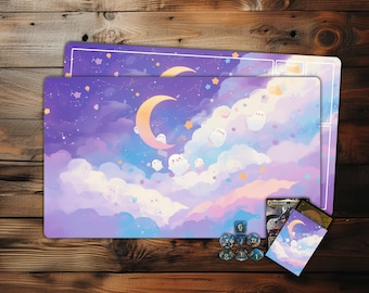 MTG Playmat,Kawaii Cute Ghosts TCG Playmat,Trading Card Game Accessories,Table Top Gaming,PC Game Accessory,Gifts for Gamers