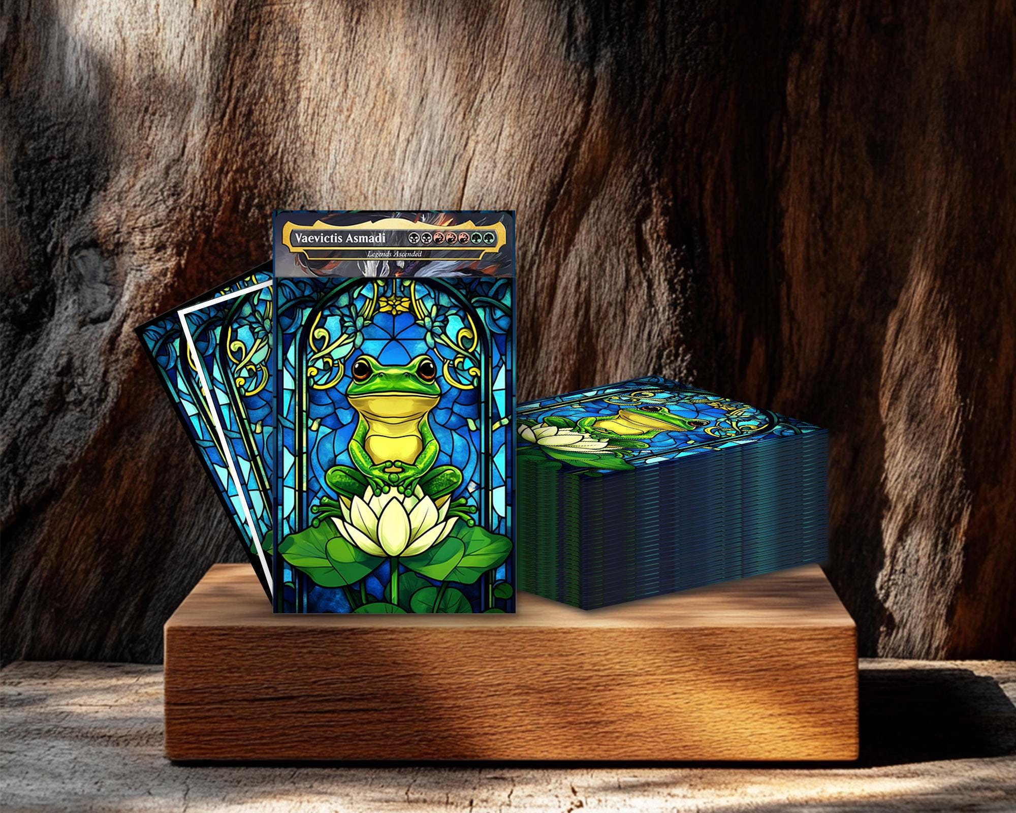 Mtg Card Sleeves,Stained Glass Frog Card Sleeves,Top Quality and Detailed  Magic Sleeves,Detailed Magic: The Gathering Accessories