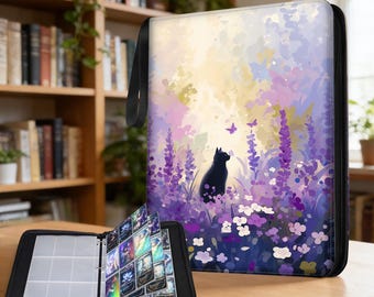 4 and 9 Pocket Trading Card Binder, The Cat in the Blossom mtg Card Binder, PU Leather, Full Art Printing, Custom patterns.