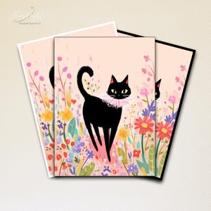 Mtg Card Sleeves,Black Cat in Floral Realm Card Sleeves,Top Quality Magic Card Sleeves,Mtg Accessories,MTG gamer gift,Tcg card sleeves