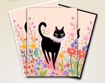 Mtg Card Sleeves,Black Cat in Floral Realm Card Sleeves,Top Quality Magic Card Sleeves,Mtg Accessories,MTG gamer gift,Tcg card sleeves