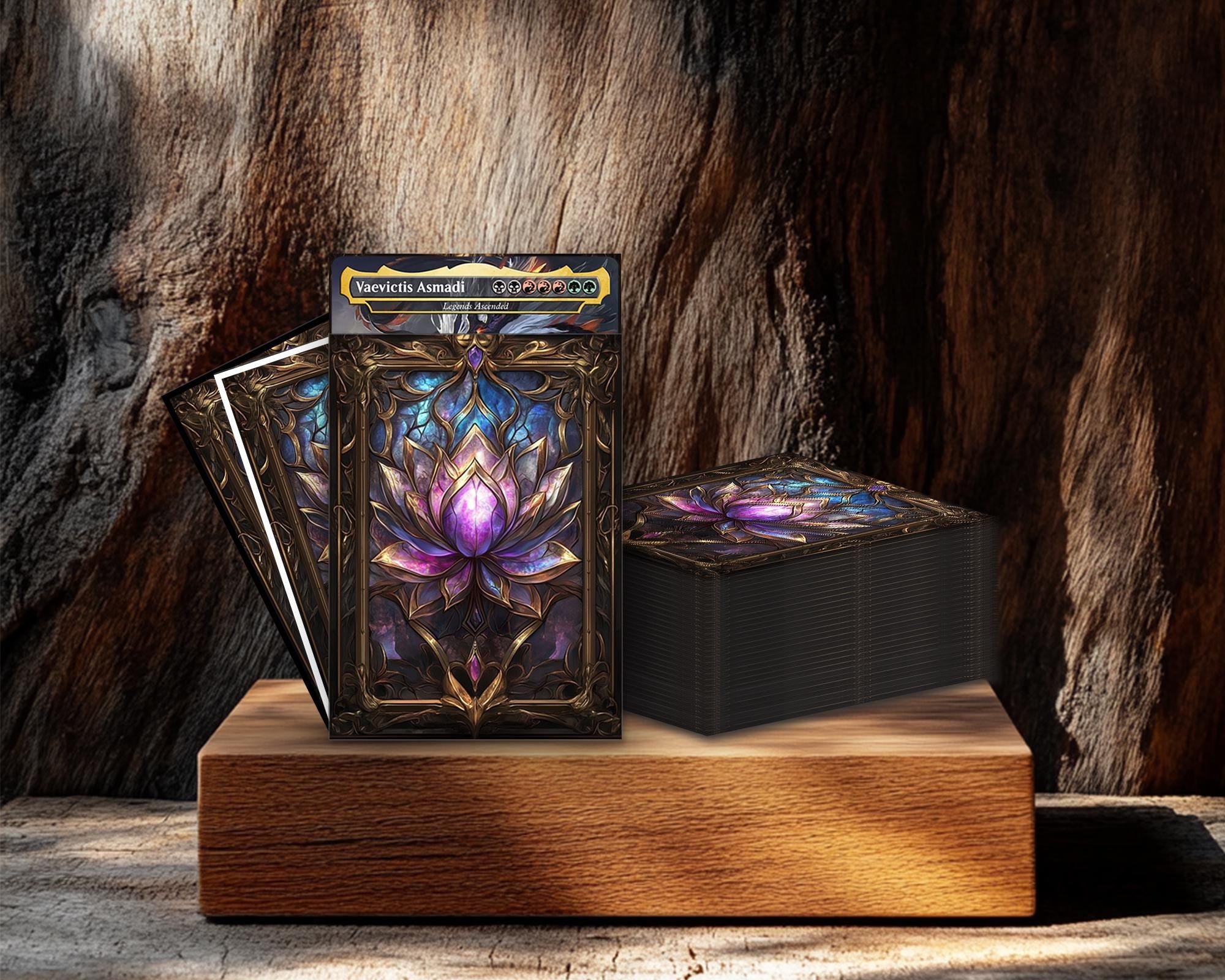 MTGカードスリーブ、ステンドグラス ダークロータス カードスリーブ