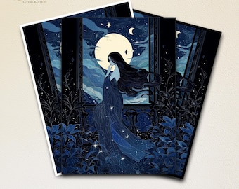 Fundas para cartas de Mtg, fundas para cartas de "Chica iluminada por la luna entre las hojas", fundas para cartas mágicas de alta calidad, accesorios de Mtg, regalo para jugadores de Mtg, fundas para cartas de Tcg