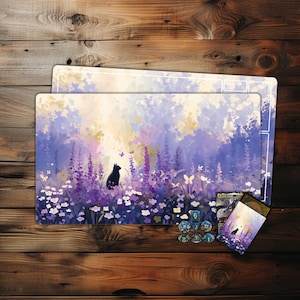 Tapete de juego MTG, tapete de juego Kawaii "El Gato en la Flor" para TCG, accesorios para juegos de cartas coleccionables, juegos de mesa, accesorios para juegos de PC, regalos para jugadores