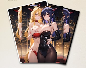 Mtg Card Sleeves,Anime twins Waifu Card Sleeves,Top Quality and Detailed Magic Sleeves,Mtg Accessories,Unique Gifts for gamer