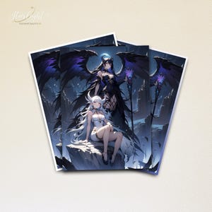 Fundas para cartas de Mtg, fundas de ángel en blanco y negro, fundas mágicas detalladas y de alta calidad, accesorios detallados de Magic: The Gathering
