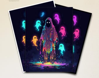 Fundas para cartas de MTG, fundas para cartas de TCG Neon Ghosts, fundas mágicas, accesorios de MTG, regalo para jugadores de MTG, fundas mate/laminadas para cartas de juego.