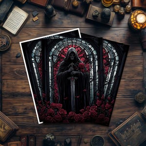 Pochettes pour cartes Mtg, pochettes pour cartes de style sombre Rose Grim Reaper, pochettes pour cartes détaillées et de qualité supérieure, pochette pour cartes TCG, cadeaux pour gamers