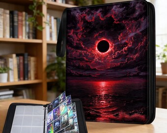 4 and 9 Pocket Trading Card Binder, Crimson HorizonApocalyptic Eclipse mtg Card Binder, PU Leather, Full Art Printing, Custom patterns.