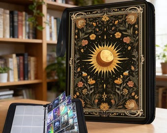4 and 9 Pocket Trading Card Binder, Floral Cosmos mtg Card Binder, PU Leather, Full Art Printing, Custom patterns.