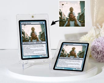 Benutzerdefinierte FOIL MTG Style Vatertagszauberkarte Personalisiert mit Ihrem Foto, Sammelkarte: Personalisierter Jahrestag, Hochzeit, Haustiergeschenk