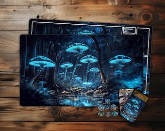 MTG Playmat,Enchanted Forest TCG Playmat With or Without Zones,Trading Card Game Accessories,PC Game Accessory,Gifts for Gamers