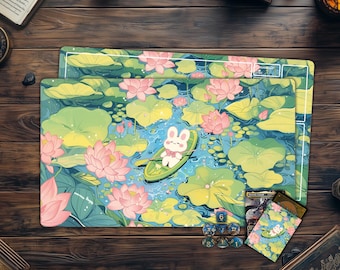 MTG Playmat, Kawaii Süßes Anime Kaninchen Tcg Spielmatte mit oder ohne Bereiche, Zubehör für Sammelkartenspiele, Geschenke für Gamer