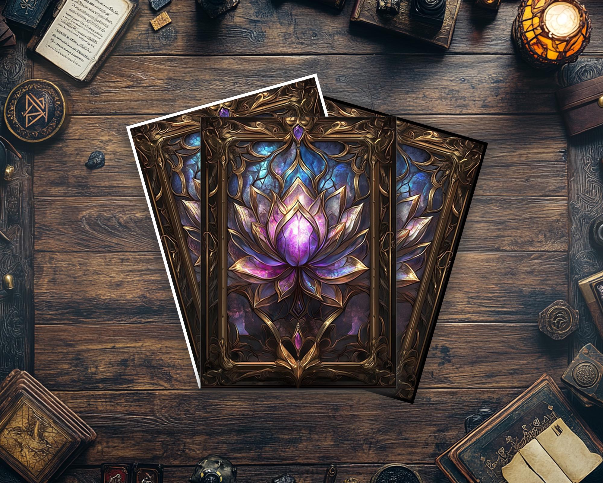 Mtg Card Sleeves,Stained Glass Dark Lotus Card Sleeves,Top Quality and Detailed Magic Sleeves,Detailed Magic: The Gathering Accessories