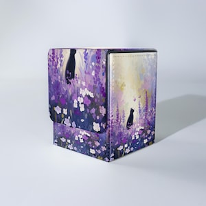 The Cat in the Blossom MTG Card Deck Box - Premium Faux Leather, Magnetic Closure,deck Box for Trading Card Games, TCG, EDH, Commander
