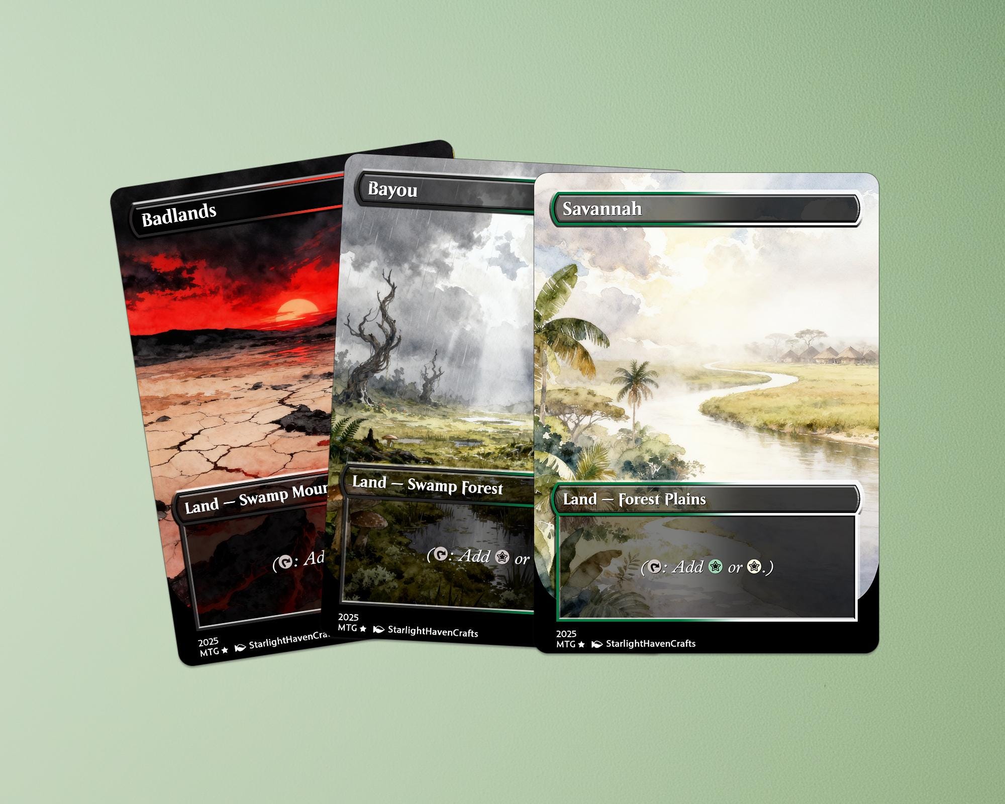 10 Dual Lands | Proxy Cards | Anime Watercolor Style Land - Etsy