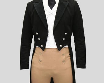 Men&#39;s Black Wool Regency Tailcoat & Breeches: Custom Fit