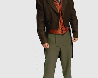 Men's Regency Tailcoat: Brown & Rust Wedding Jacket - Mr. Darcy Style